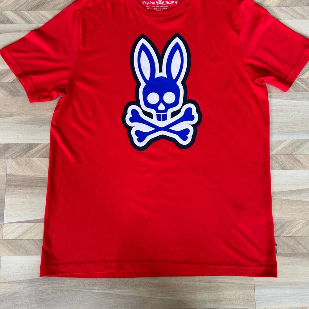 Psycho Bunny Red Short Sleeve Tee with Bunny Skull